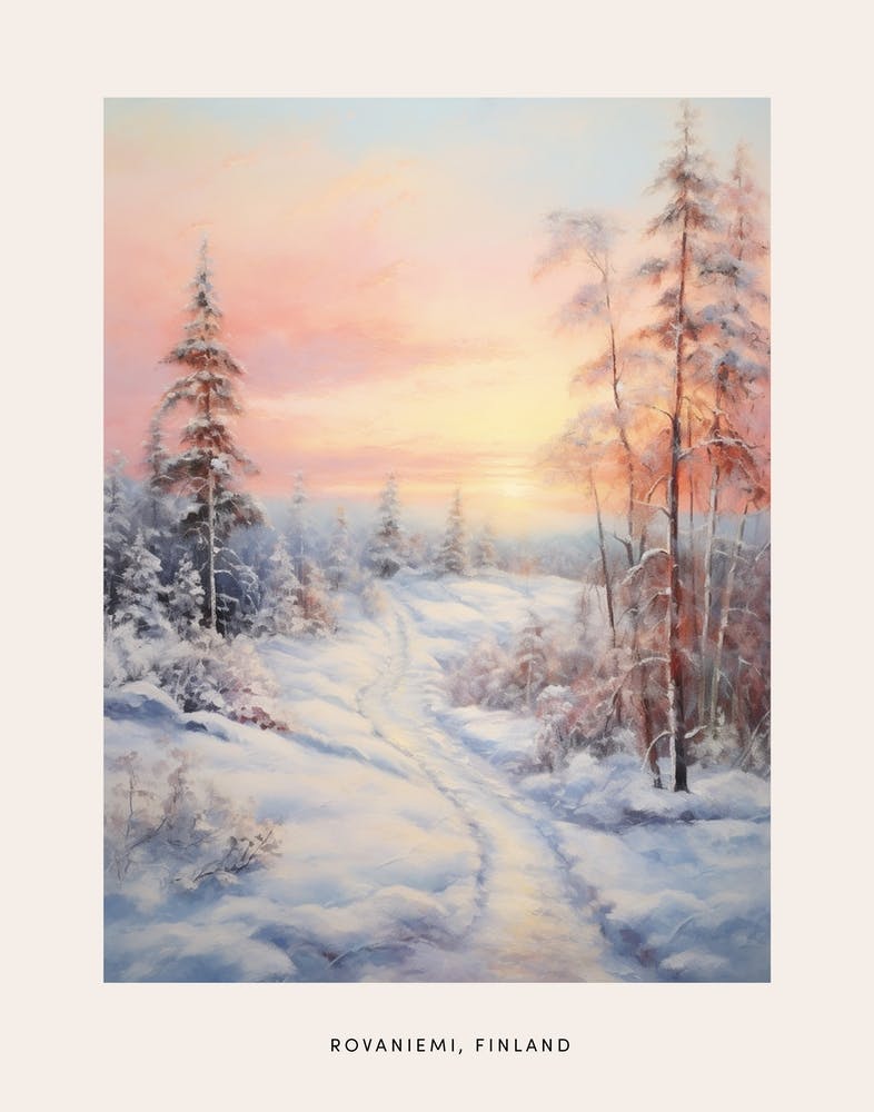 Dreamy Winter Painting Poster Rovaniemi Finland 4