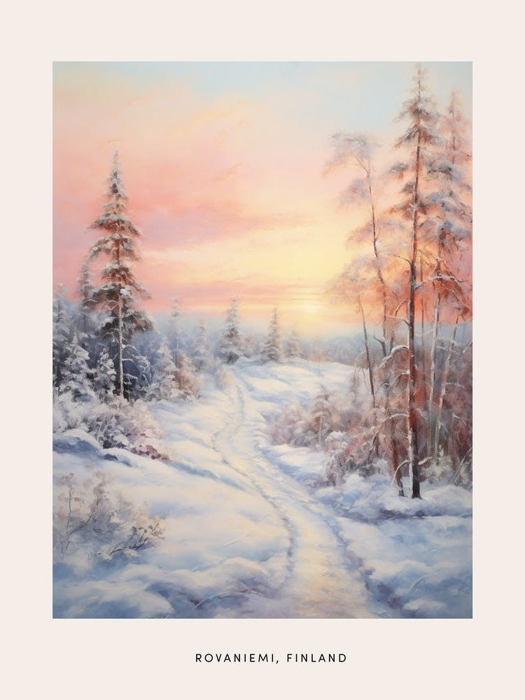 Dreamy Winter Painting Poster Rovaniemi Finland 4