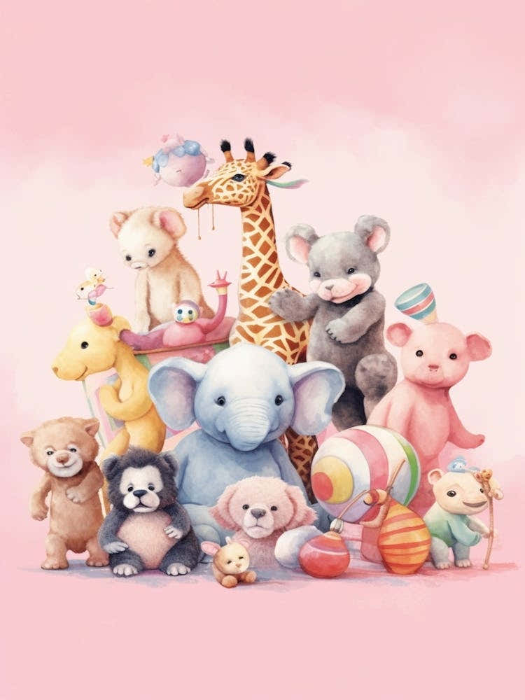 Cute Collection Of Baby Animals Nursery Watercolour 7