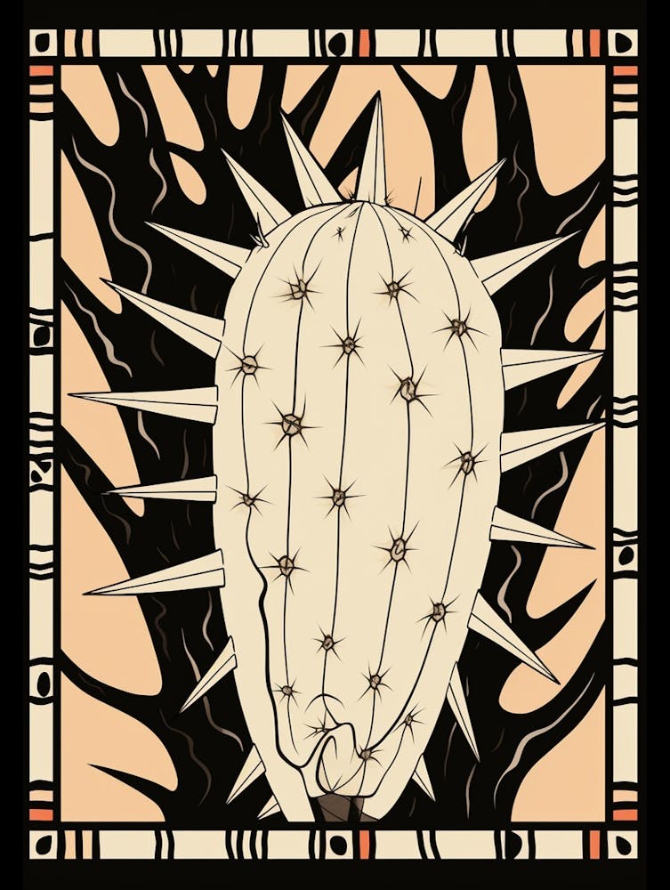 B&W Cactus Illustration Crown Of Thorns 1