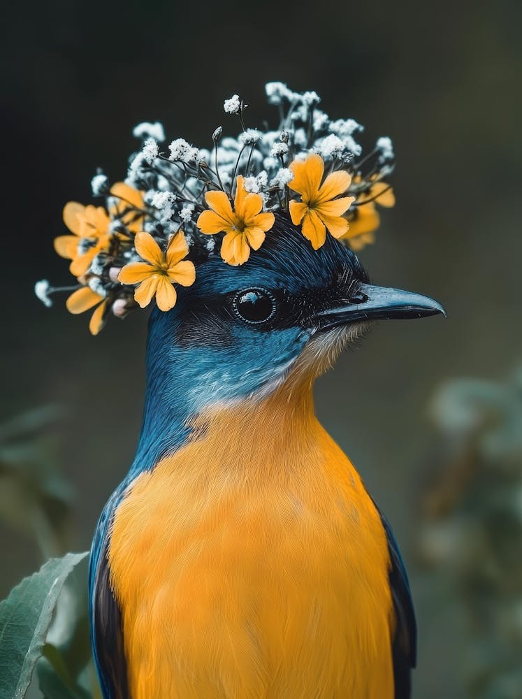 Bird With A Flower Crown