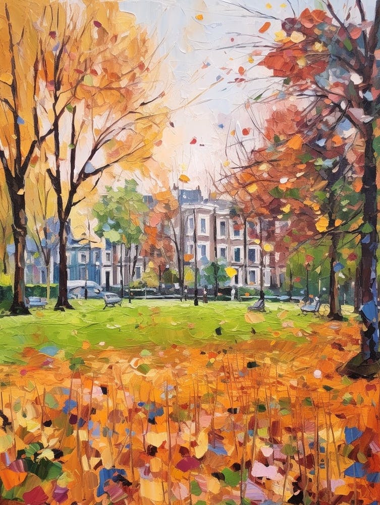 Autumn City Park Painting St Stephens Green Dublin 3