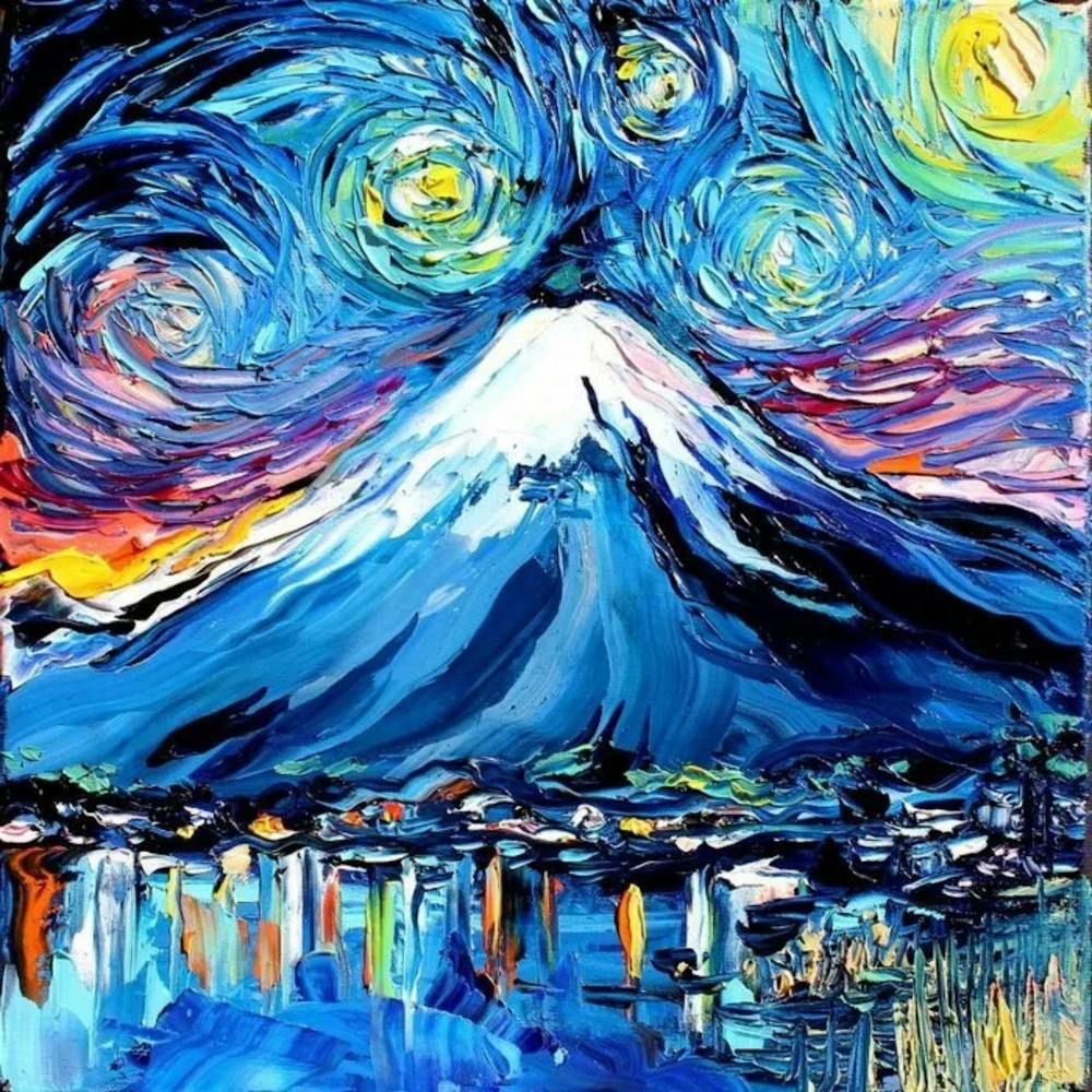 Van Gogh Starry Night Over Fuji