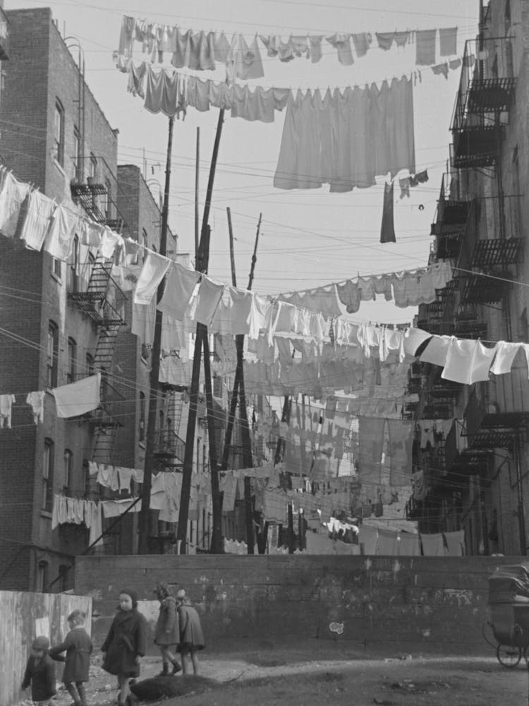 Untitled Photo, Possibly Related To An Avenue Of Clothes Washings Between 138th And 139th Street Apartments, Just