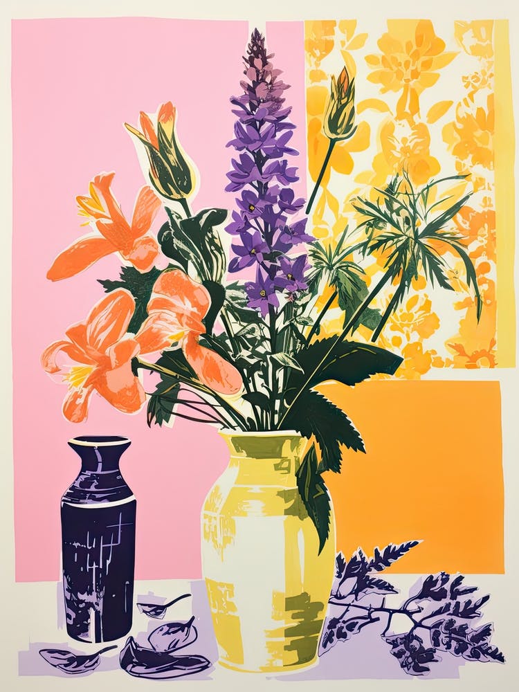 Colourful Flower Still Life Risograph Style 35
