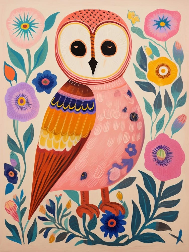 Pink Scandi Barn Owl 2