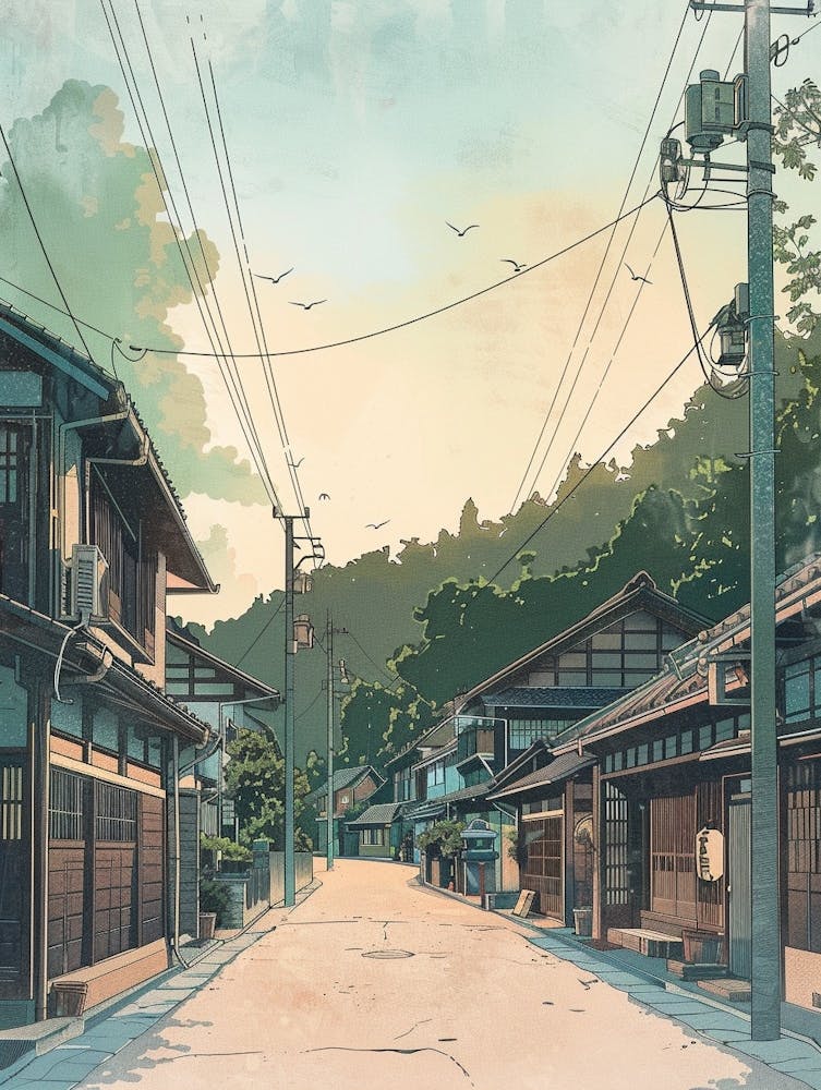 Sendai Japan 1 Retro Illustration