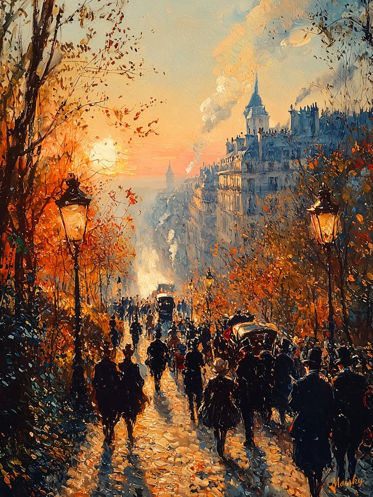 Paris At Sunset,Impressionist Oil Painting – Inspired by van Gogh