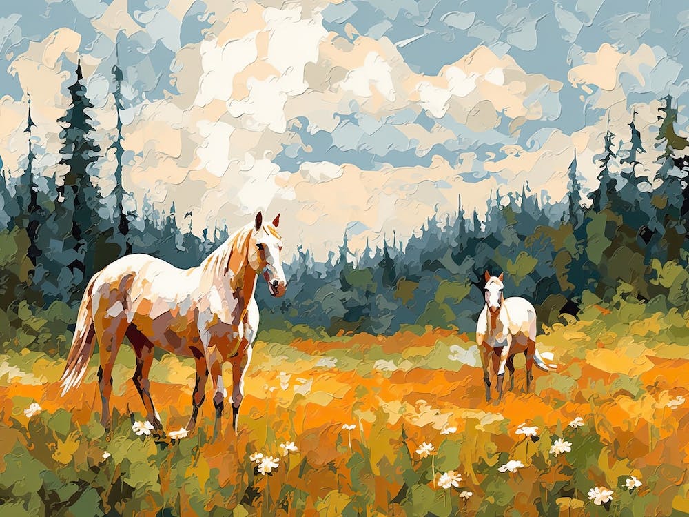 Horses Painting In Appalachian Mountains, Usa, Landscape 2