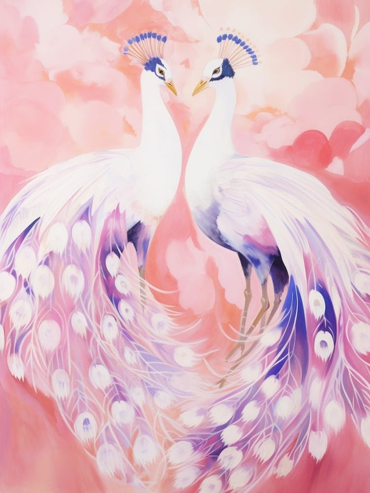 Pink Ethereal Bird Painting Peacock 1