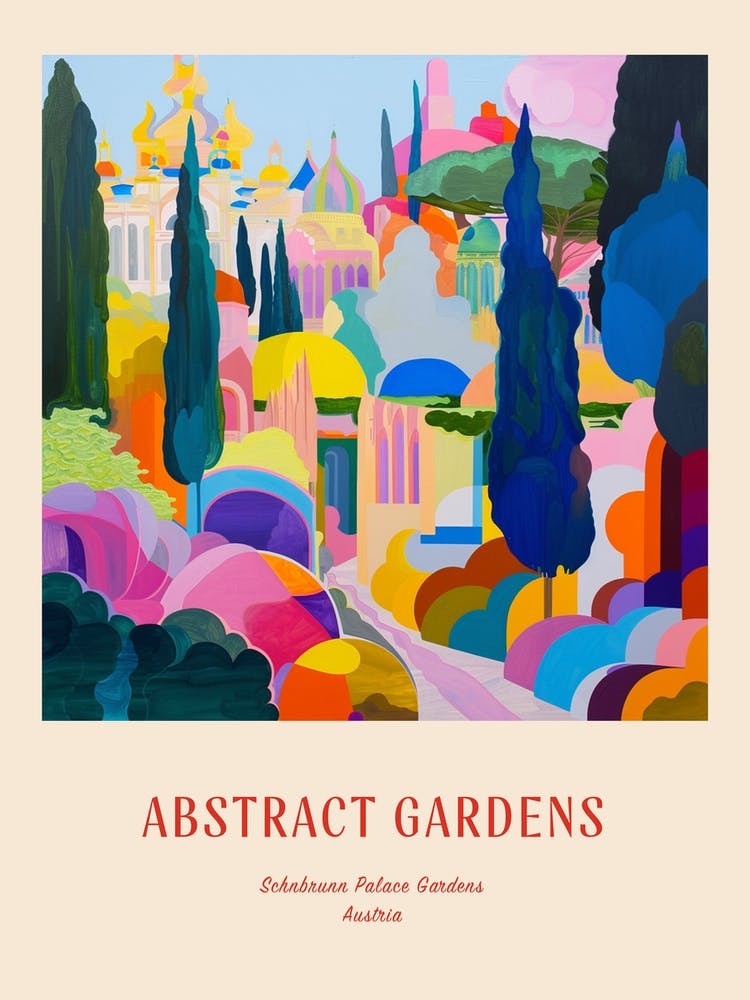 Colourful Gardens Schnbrunn Palace Gardens Austria 6 Red Poster