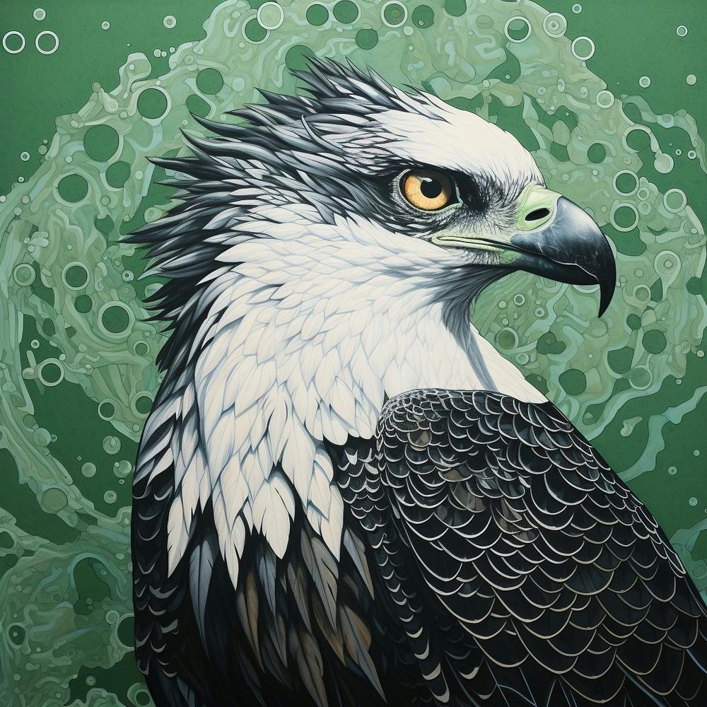 Ohara Koson Inspired Bird Painting Osprey 2 Square