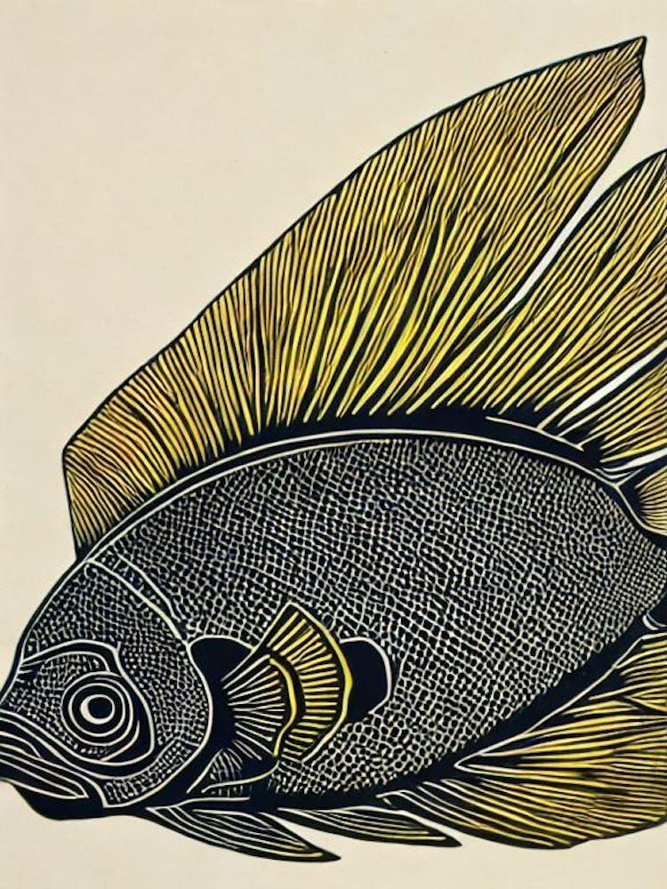 Tang Fish Linocut