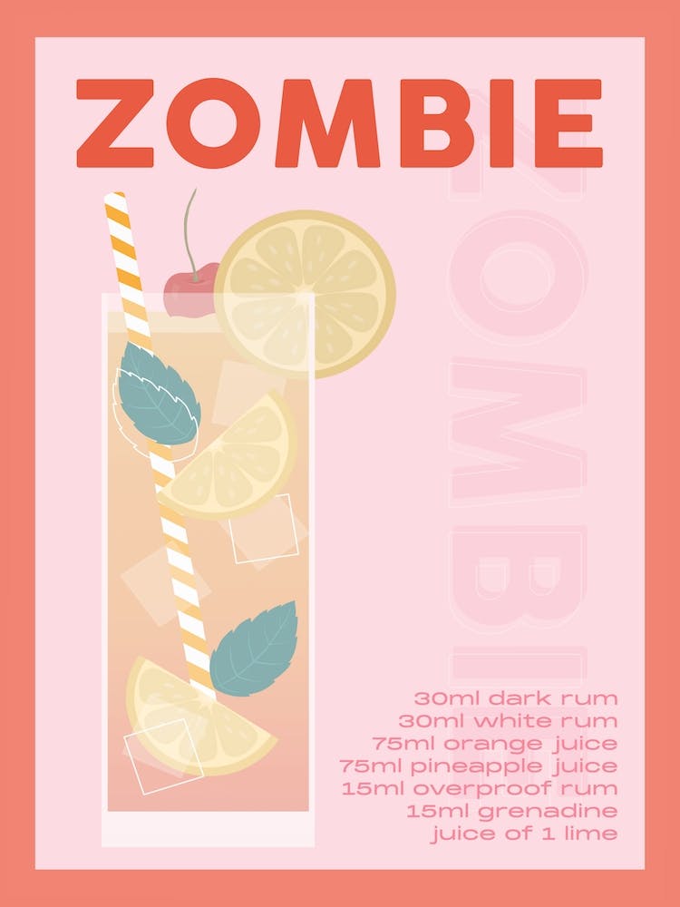 Pink And Red Zombie Cocktail