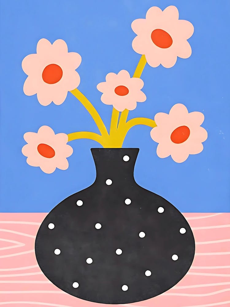 Flowers In A Black Vase