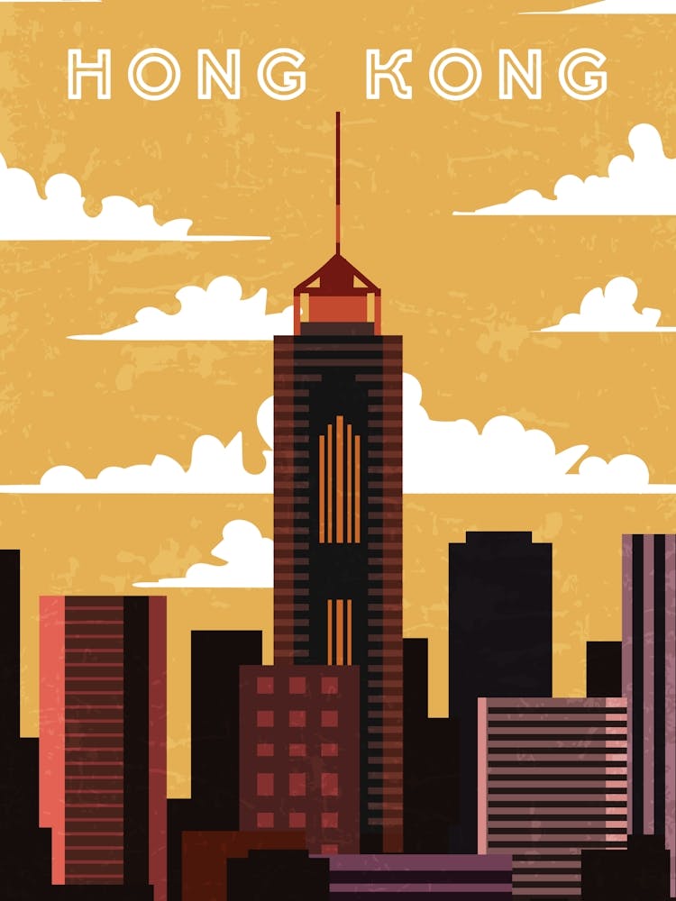 Hong Kong — Retro travel minimalist poster 1
