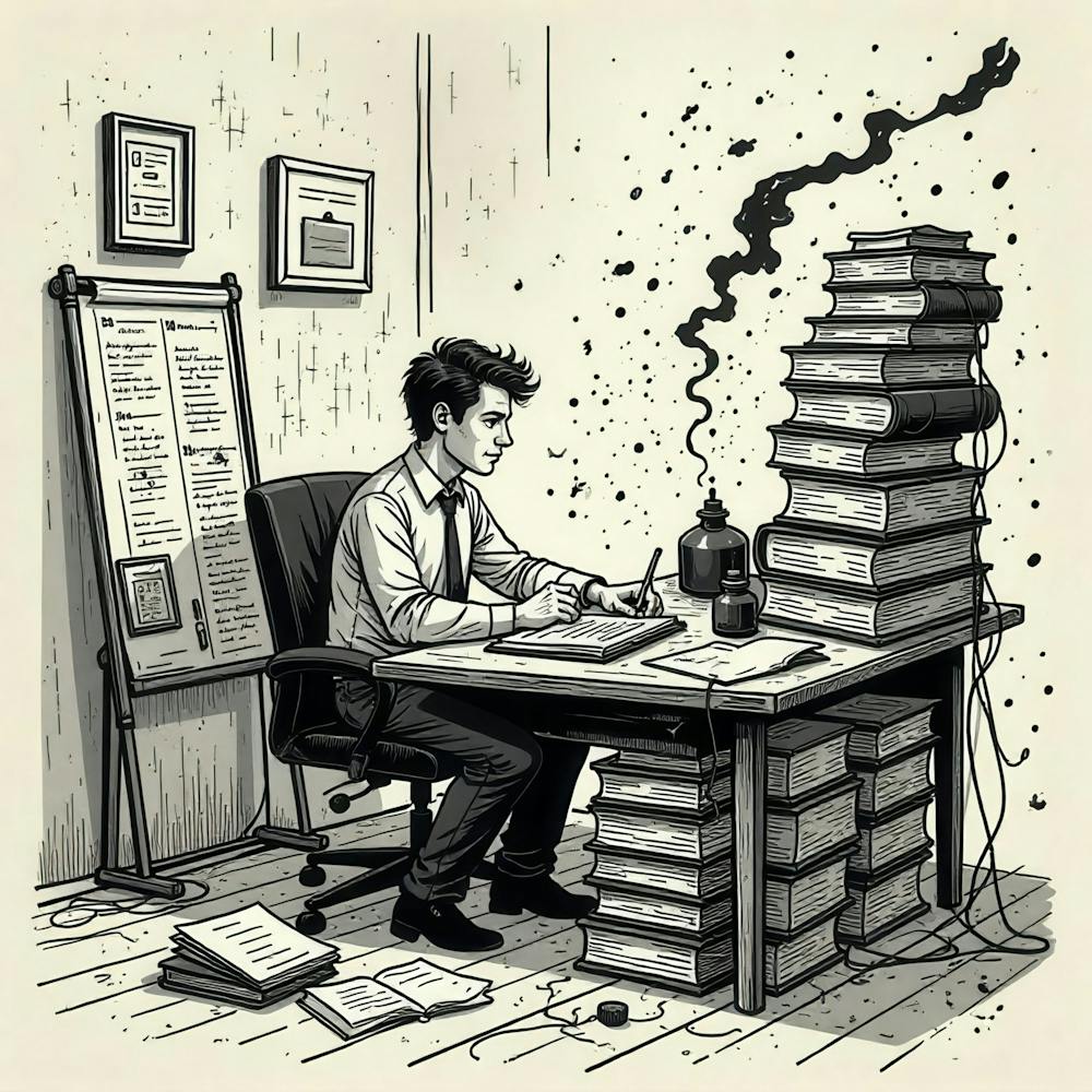 Man Working At His Desk