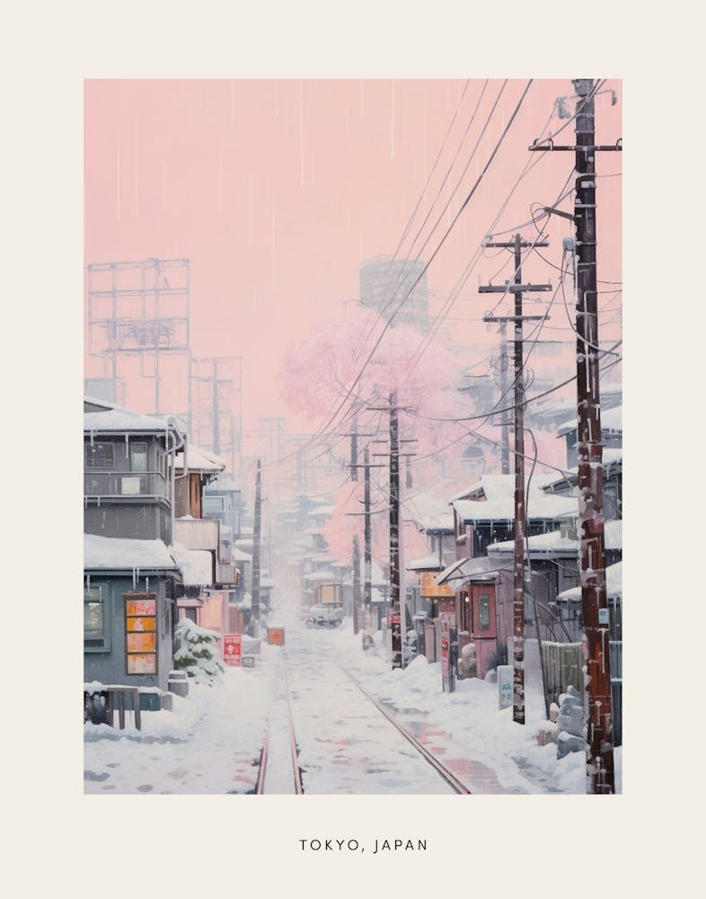 Dreamy Winter Painting Poster Tokyo Japan 1