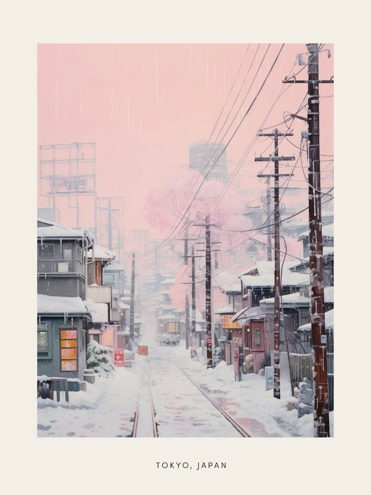 Dreamy Winter Painting Poster Tokyo Japan 1