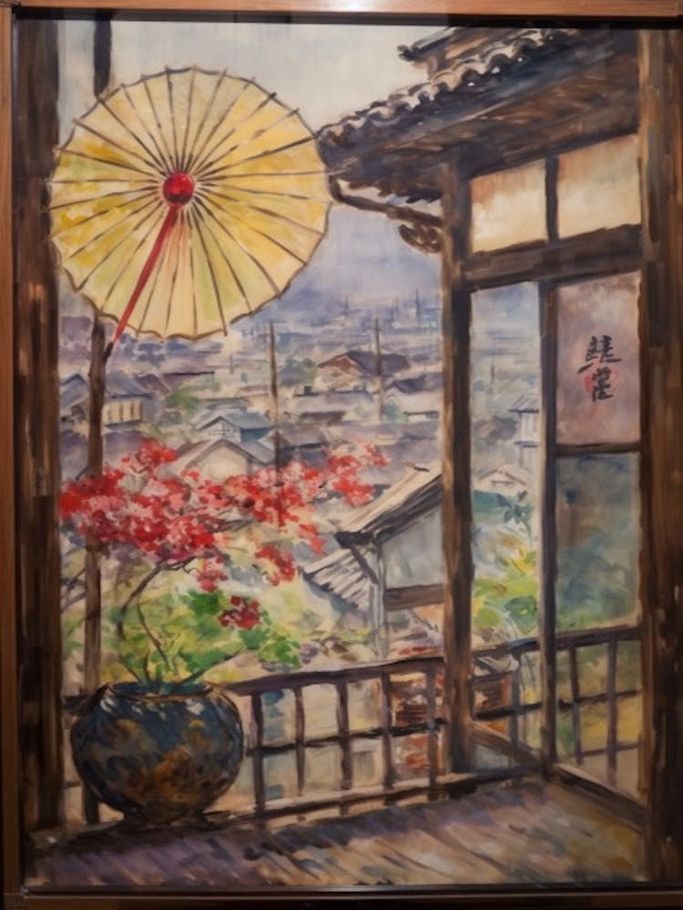 Window View Of Tokyo In The Style Of Impressionism 2