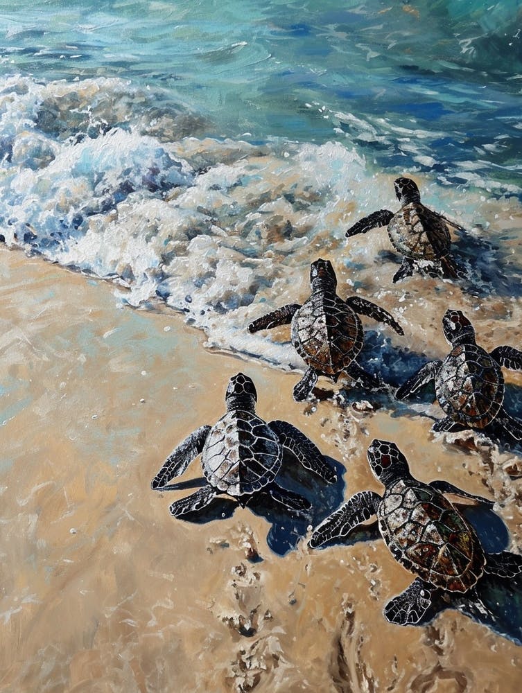 Baby Turtles Making Their Way To The Ocean 4