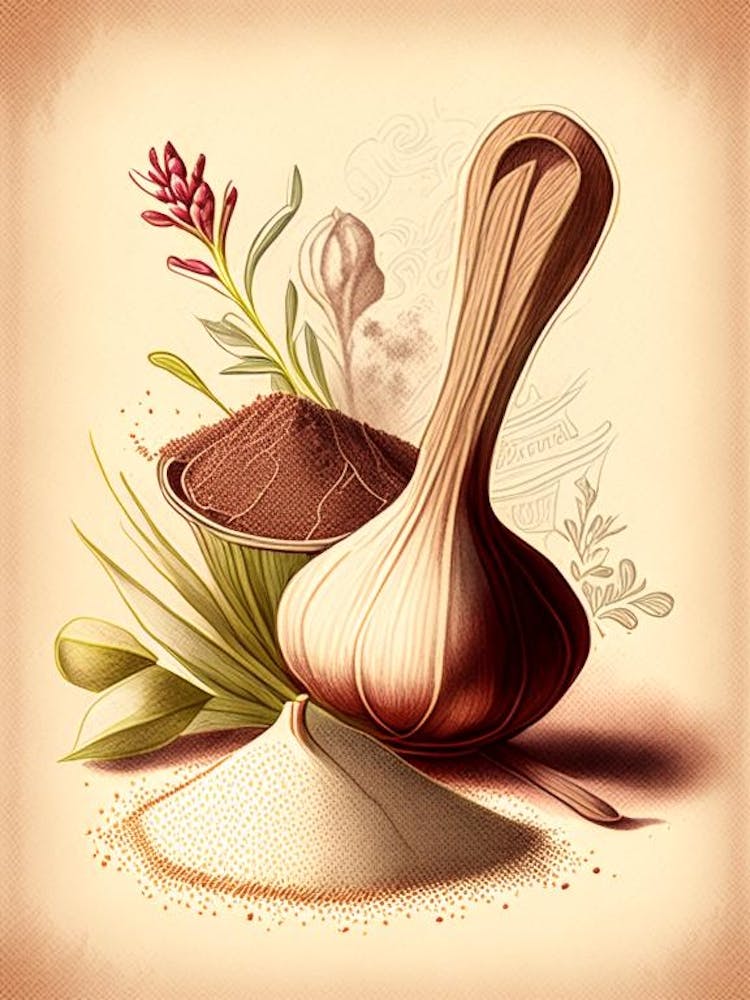 Onion Powder Spices And Herbs Retro Drawing 2