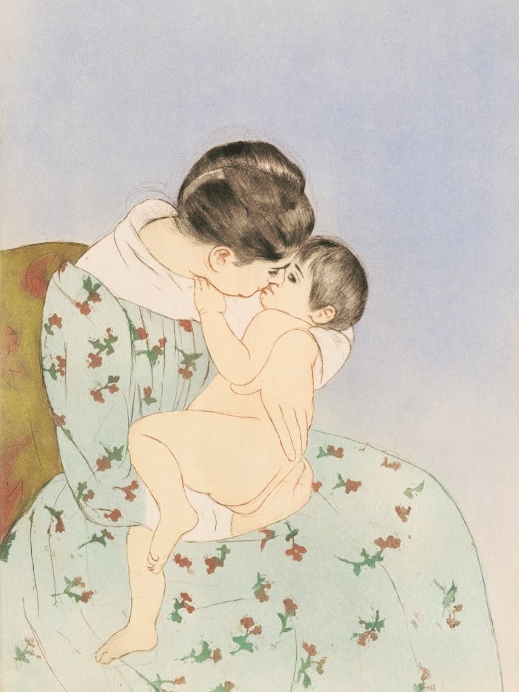 Mother’s Kiss Illustration, Mary Cassatt