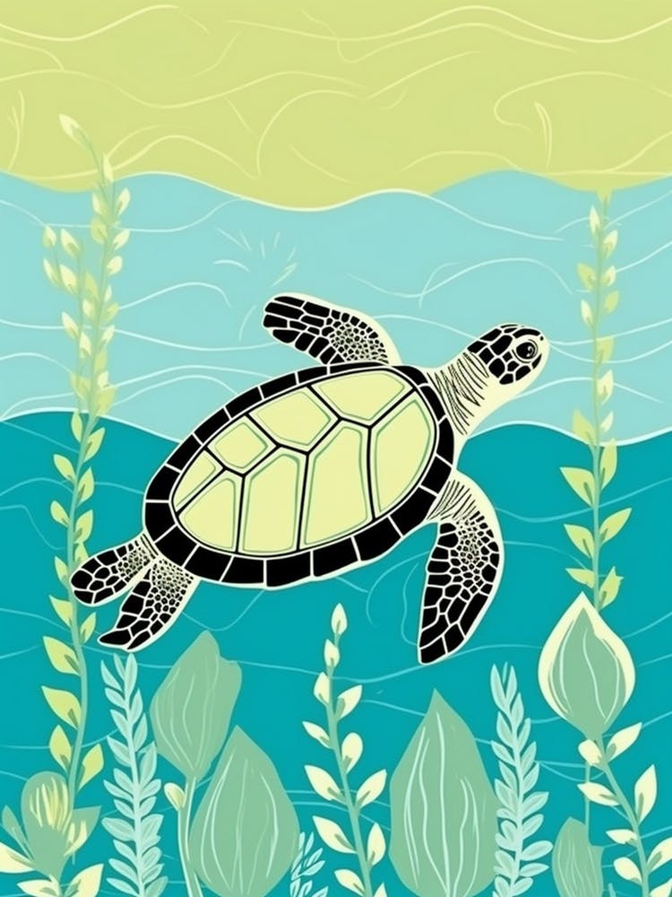 Geometric Turtle Swimming With Plants