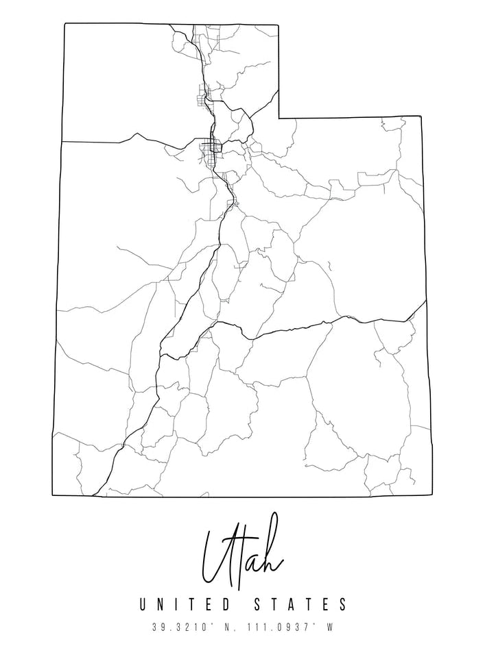 Utah Minimal Street Map