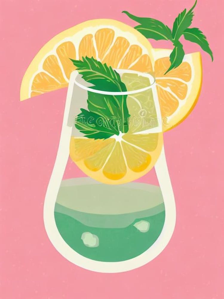 Gin And Tonic Retro Pink Cocktail Poster