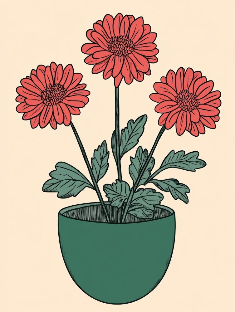 Rote Blumen in einem Topf