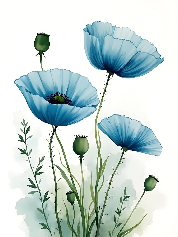 Botanical Blue Drift Composition