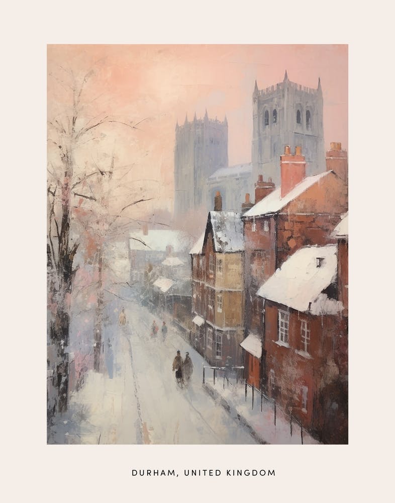 Dreamy Winter Painting Poster Durham United Kingdom 2