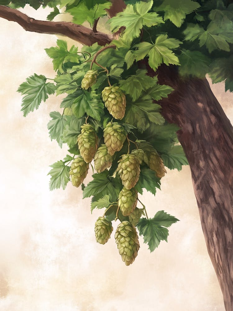 Hopfen an einem Baum
