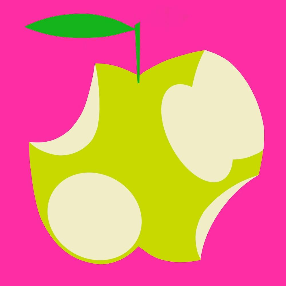 Green Apple On Magenta Square