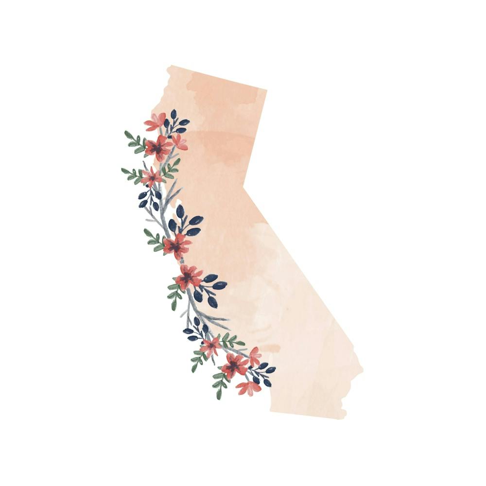 California Watercolor Floral State