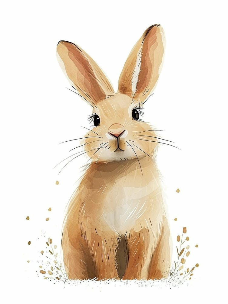 Beigefarbene Kaninchen Kinderillustration 1