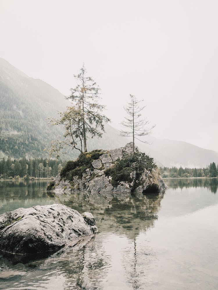 Boulder Island In Lake