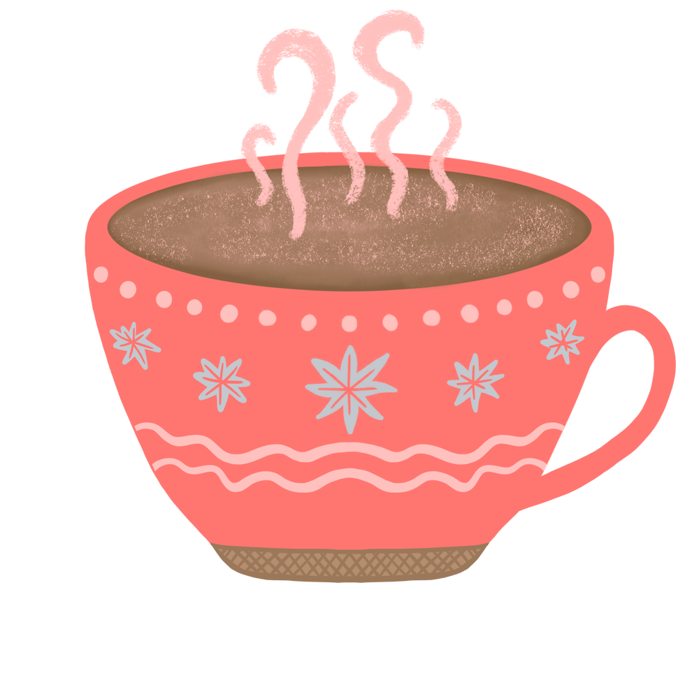 Hot decorated red cup of steaming black  coffee