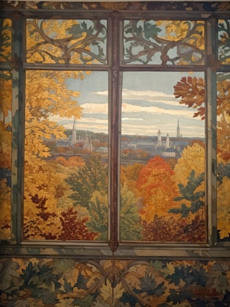 A Window View Of Berlin In The Style Of Art Nouveau 4