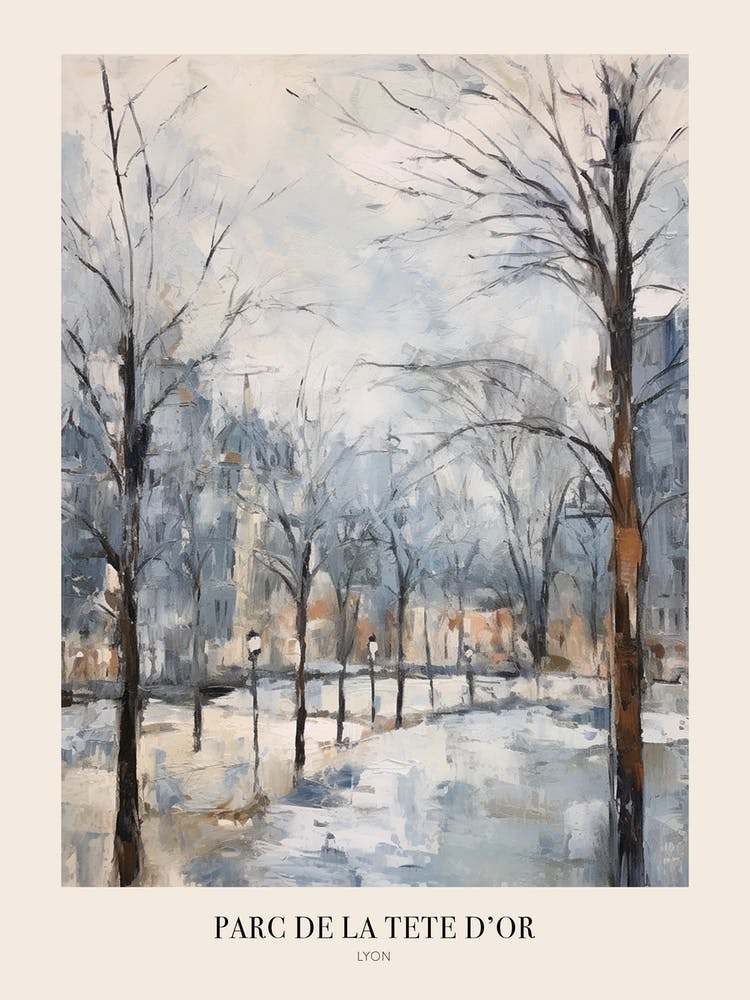 Winter City Park Poster Parc De La Tete D Or Lyon France 2