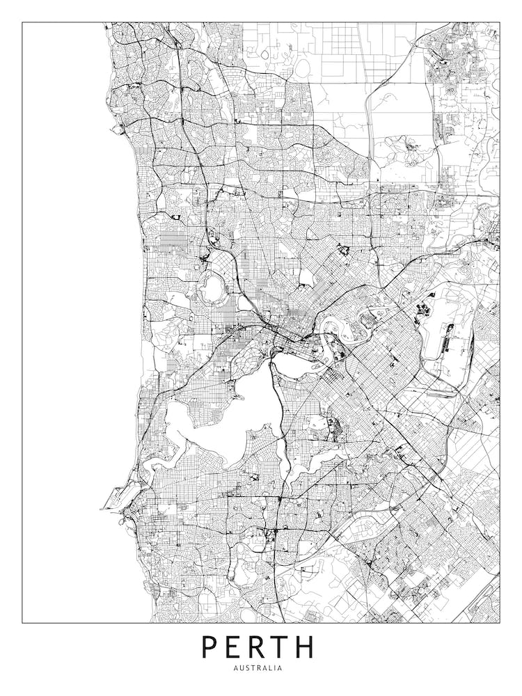 Perth White Map