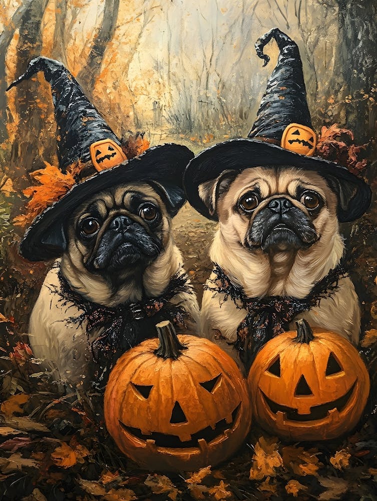 Halloween Pugs In Oil 6