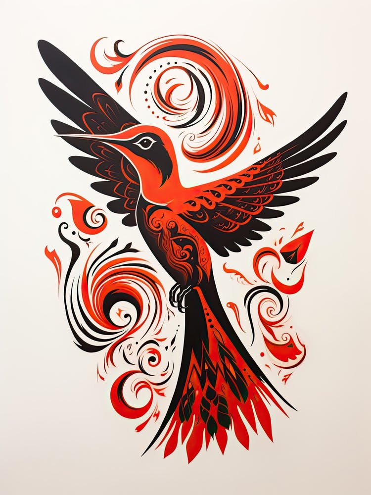 Hummingbird, Woodblock Animal  Drawing 2
