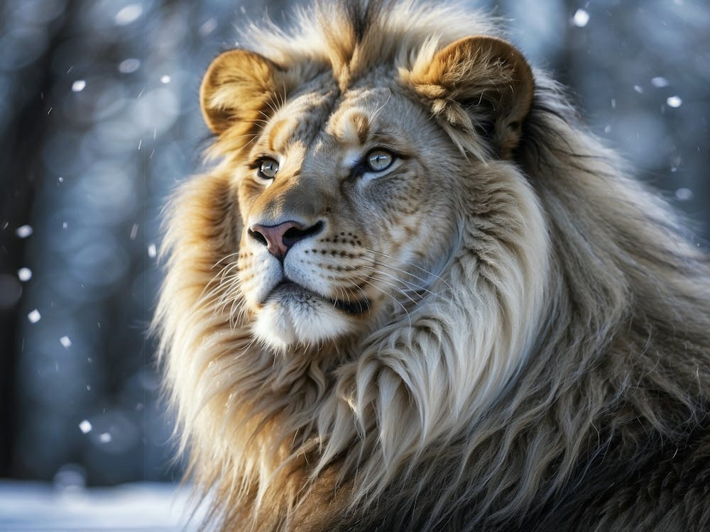 Lion In The Snow