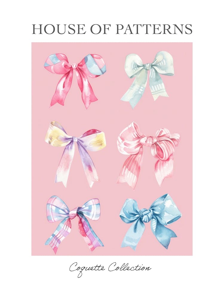 Pastel Bows 3 Pattern Poster