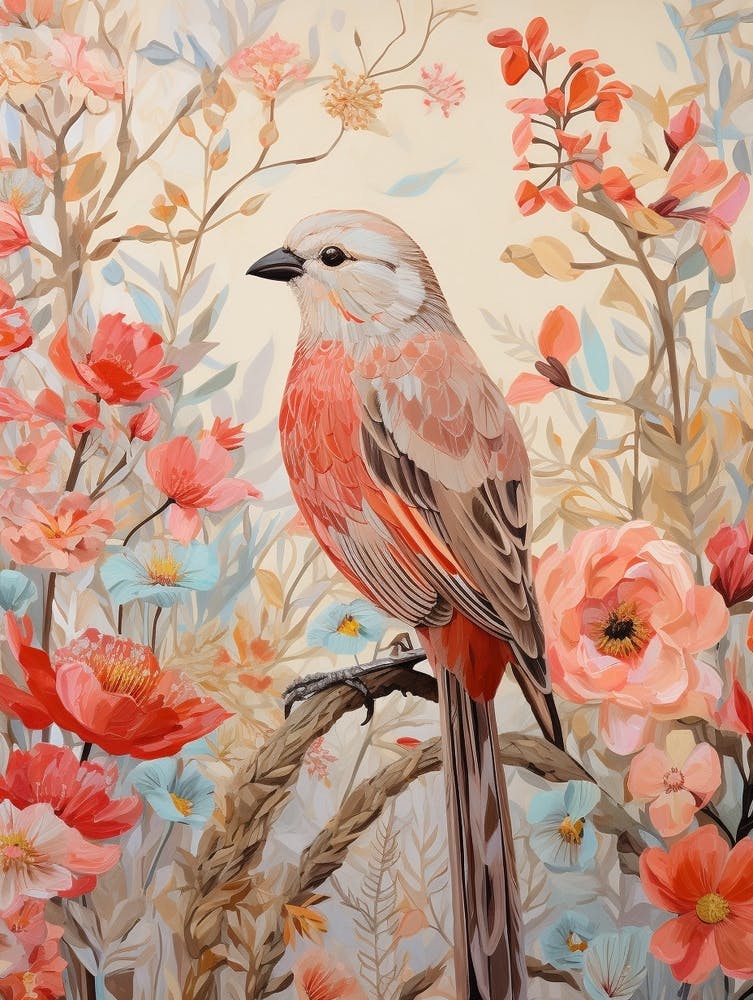 Peinture d'oiseau détaillée Moineau domestique 1