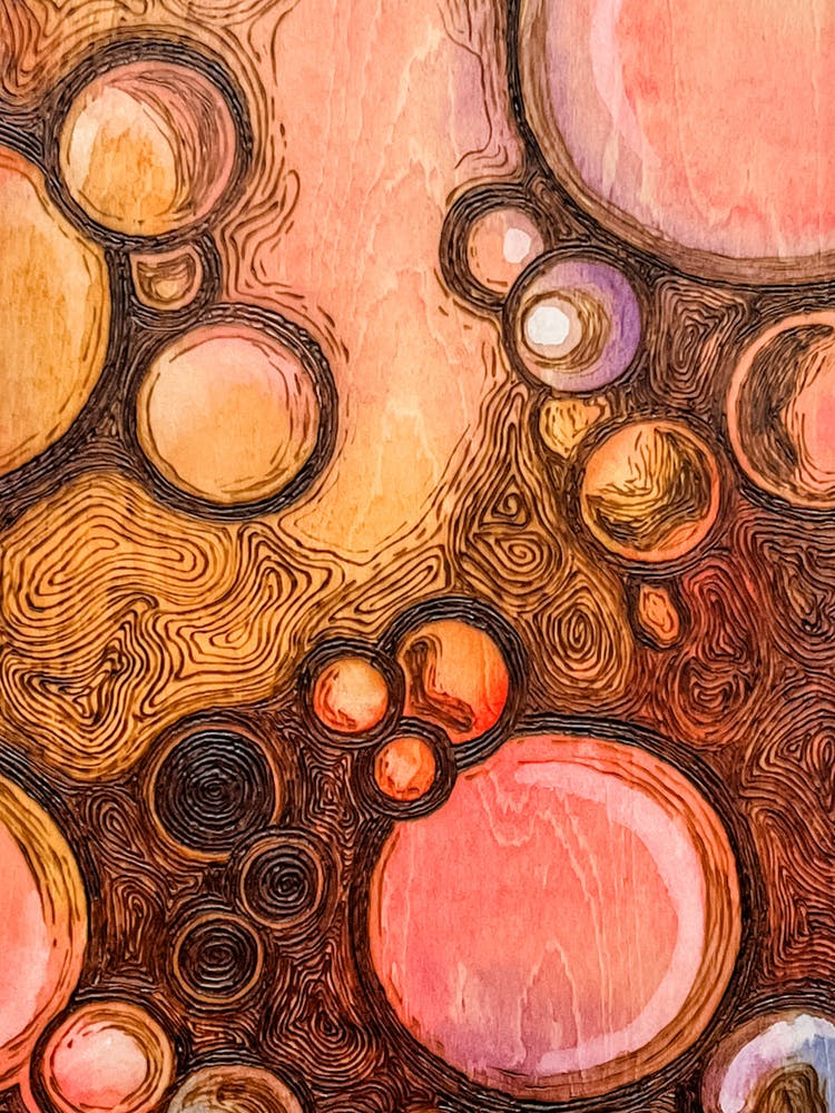 Abstract Bubbles Pink and Orange