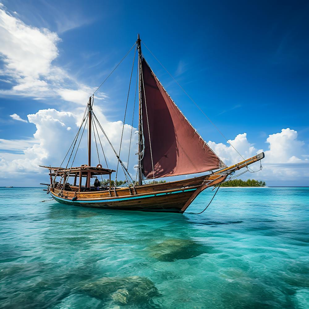 Sailing Boat In The Turquoise Sea