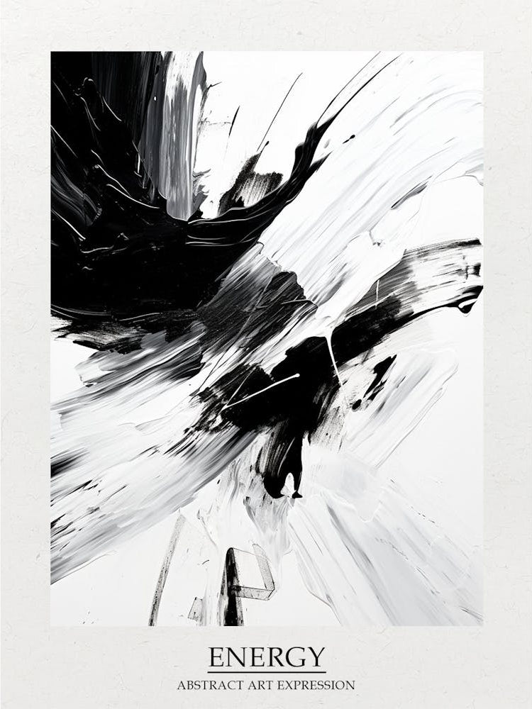 Energy Abstract Black And White 5 Poster